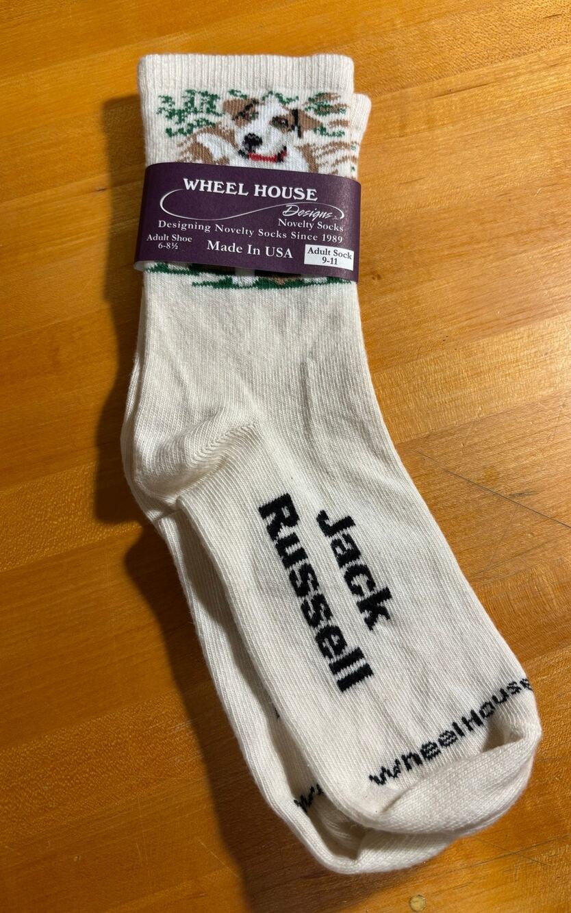 NEW Jack Russell adult crew socks Wheel House Designs